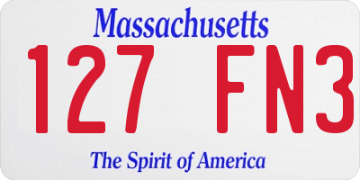 MA license plate 127FN3