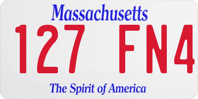 MA license plate 127FN4