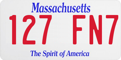 MA license plate 127FN7