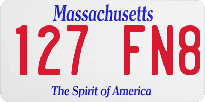 MA license plate 127FN8