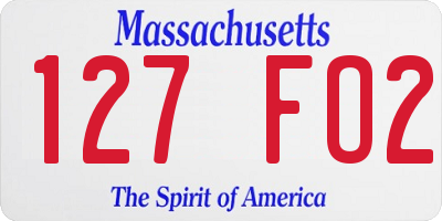 MA license plate 127FO2
