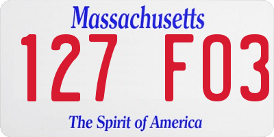 MA license plate 127FO3