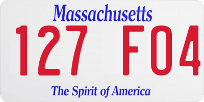 MA license plate 127FO4