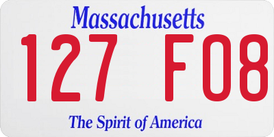 MA license plate 127FO8