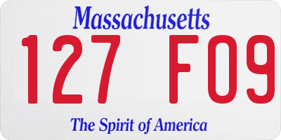 MA license plate 127FO9
