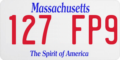 MA license plate 127FP9