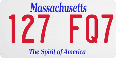MA license plate 127FQ7