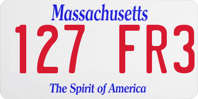 MA license plate 127FR3