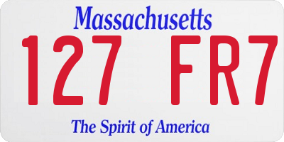 MA license plate 127FR7