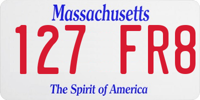 MA license plate 127FR8