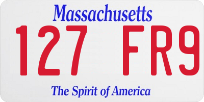 MA license plate 127FR9
