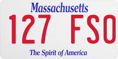 MA license plate 127FS0