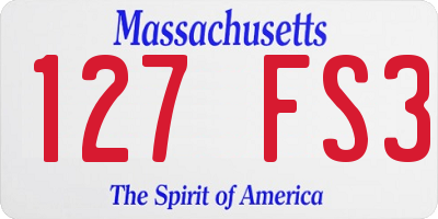 MA license plate 127FS3