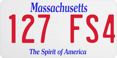 MA license plate 127FS4