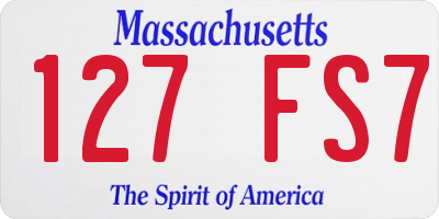 MA license plate 127FS7