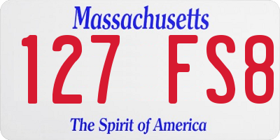 MA license plate 127FS8