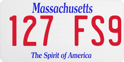 MA license plate 127FS9