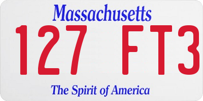 MA license plate 127FT3