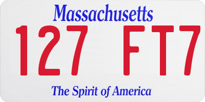 MA license plate 127FT7