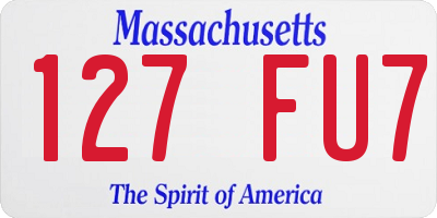 MA license plate 127FU7