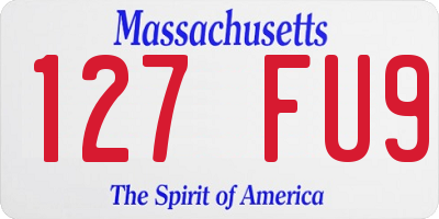 MA license plate 127FU9