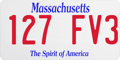 MA license plate 127FV3