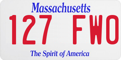 MA license plate 127FW0