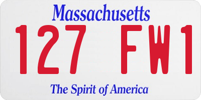 MA license plate 127FW1