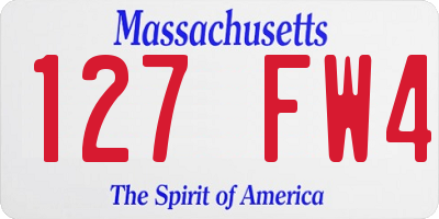 MA license plate 127FW4