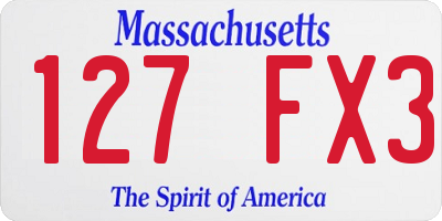 MA license plate 127FX3