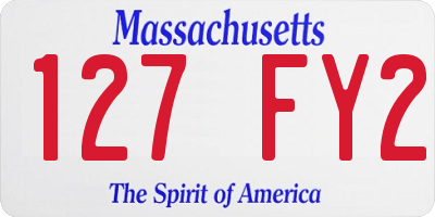 MA license plate 127FY2