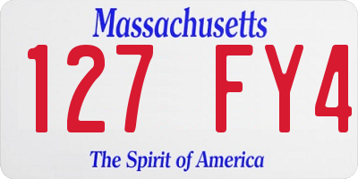 MA license plate 127FY4