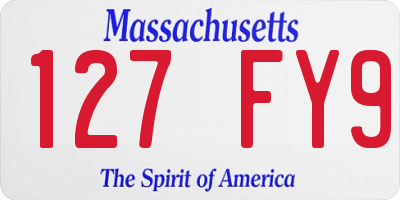 MA license plate 127FY9