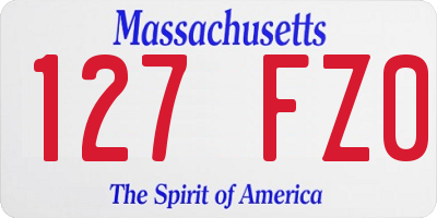 MA license plate 127FZ0