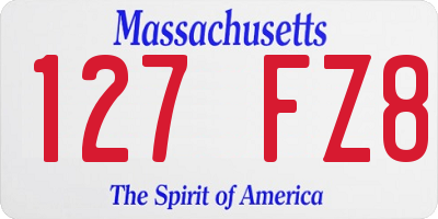 MA license plate 127FZ8