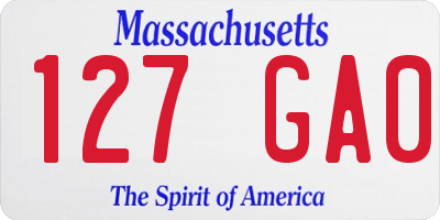 MA license plate 127GA0
