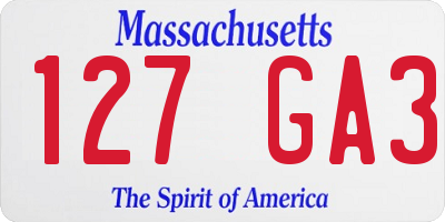 MA license plate 127GA3