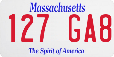 MA license plate 127GA8