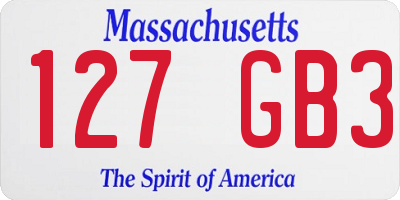 MA license plate 127GB3