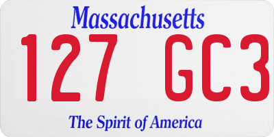 MA license plate 127GC3