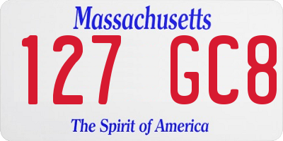 MA license plate 127GC8