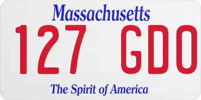 MA license plate 127GD0