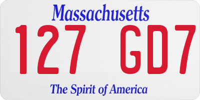 MA license plate 127GD7