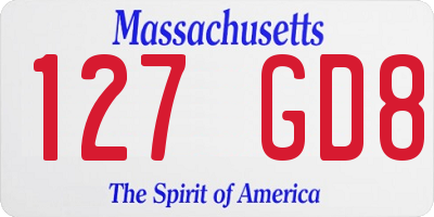 MA license plate 127GD8