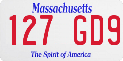 MA license plate 127GD9