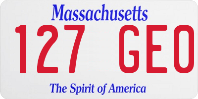 MA license plate 127GE0