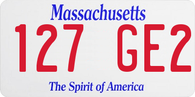 MA license plate 127GE2