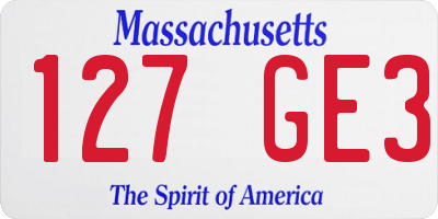 MA license plate 127GE3