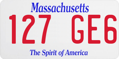 MA license plate 127GE6