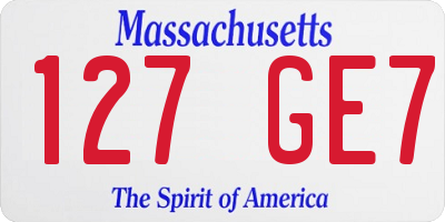 MA license plate 127GE7